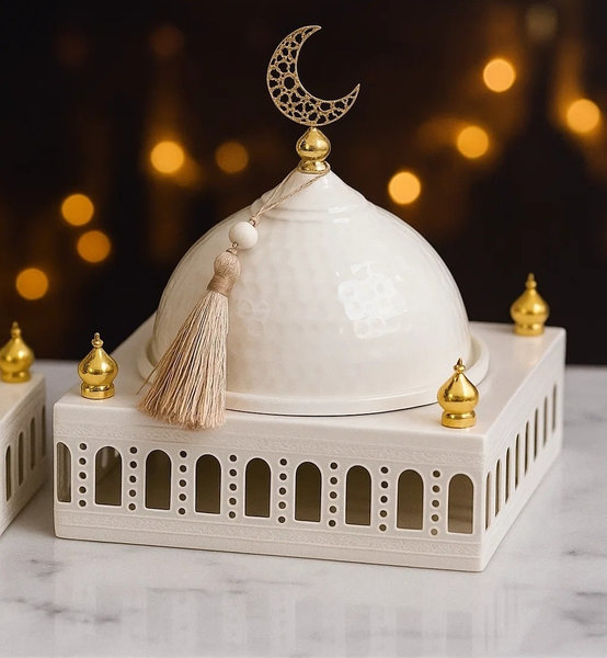 ديكور طبق ماذنه ابيض وسط [ عبوة 24 ]