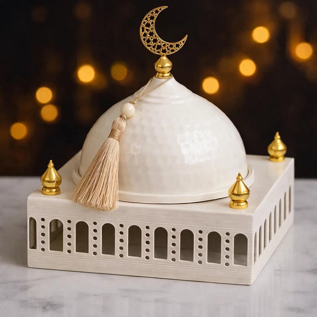 ديكور طبق ماذنه ابيض كبير [ عبوة 24 ]