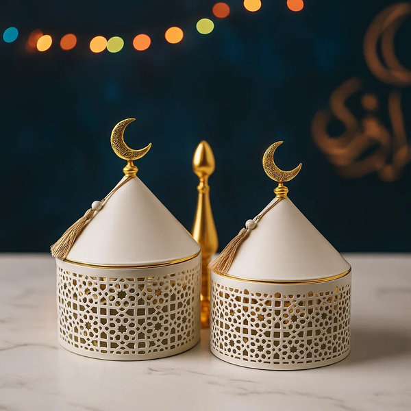 طبق كاندي اسلامي ابيض وسط [ عبوة 24 ]