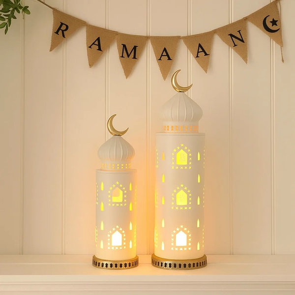 طقم 2 ماذنة ديكور ابيض [ عبوة 6 ]