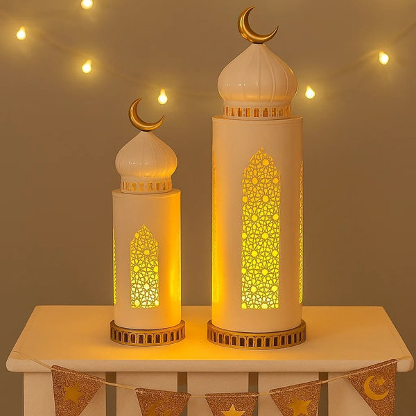 طقم 2 ماذنة ديكور ابيض [ عبوة 6 ]