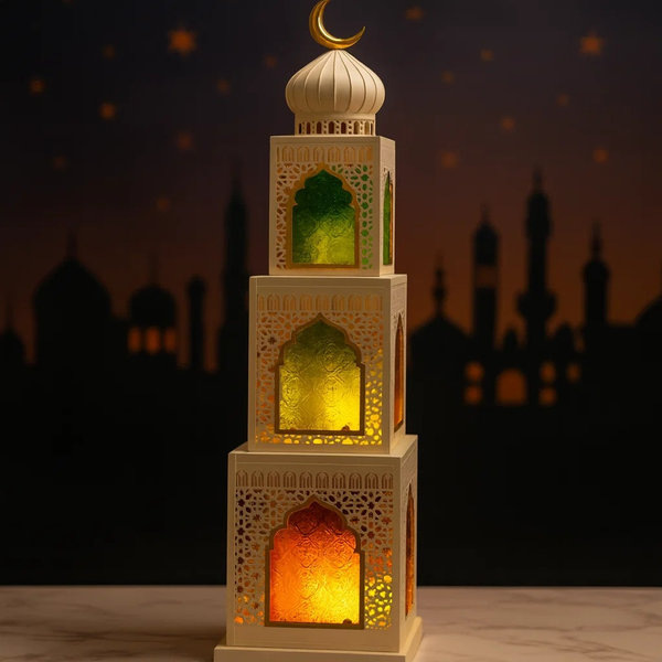 برج ماذنة 3 دور زجاج الوان 4 [ عبوة 6 ]