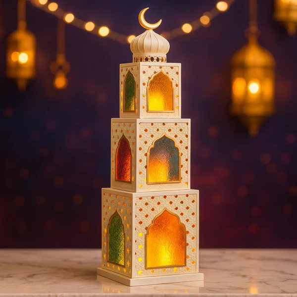 برج ماذنة 3 دور زجاج الوان 2 [ عبوة 6 ]