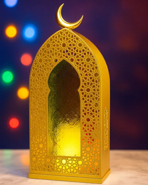 ديكور رمضان ذهبي زجاج الوان [ عبوة 12 ]