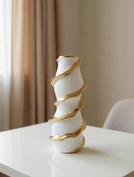 فازة حلزونى ابيض فى ذهبى ك [ عبوة 24 ]