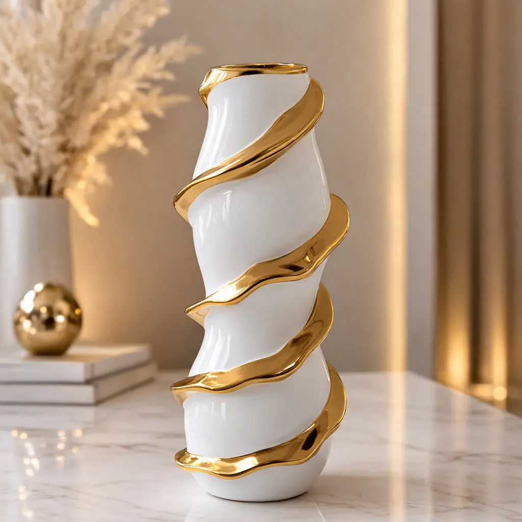 فازة حلزونى ابيض فى ذهبى ك [ عبوة 24 ]