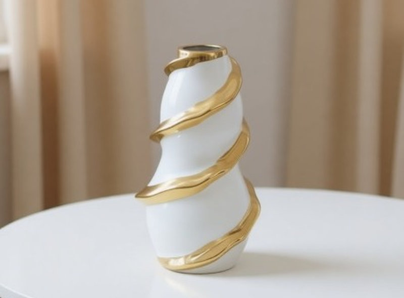 فازة حلزونى ابيض فى جولد وسط [ عبوة 36 ]