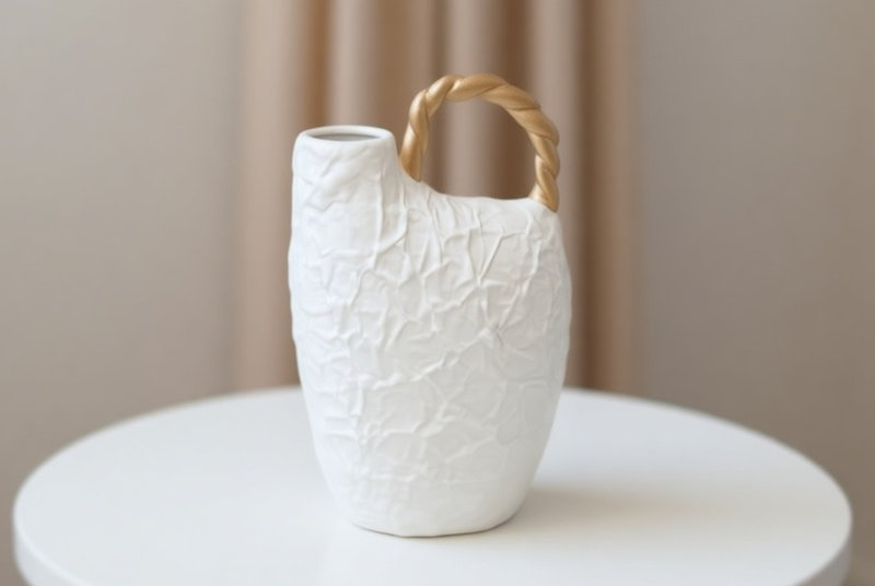 فازة بيد مدور ذهبى [ عبوة 18 ]