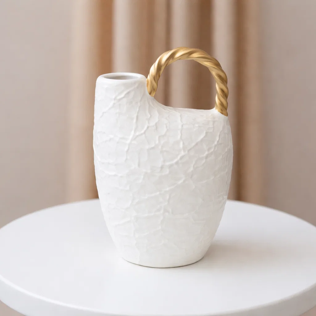 فازة بيد مدور ذهبى [ عبوة 18 ]