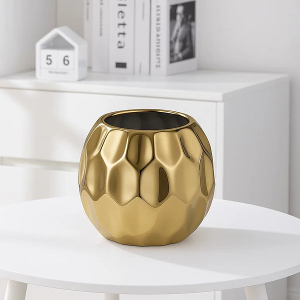 فازة مدوره ذهبي وسط [ عبوة 48 ]