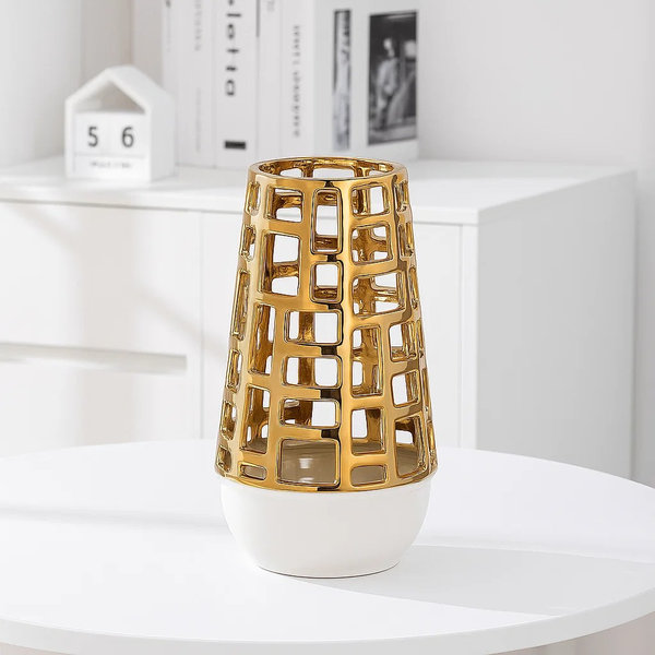 فازة شبك ذهبي-ابيض [ عبوة 16 ]