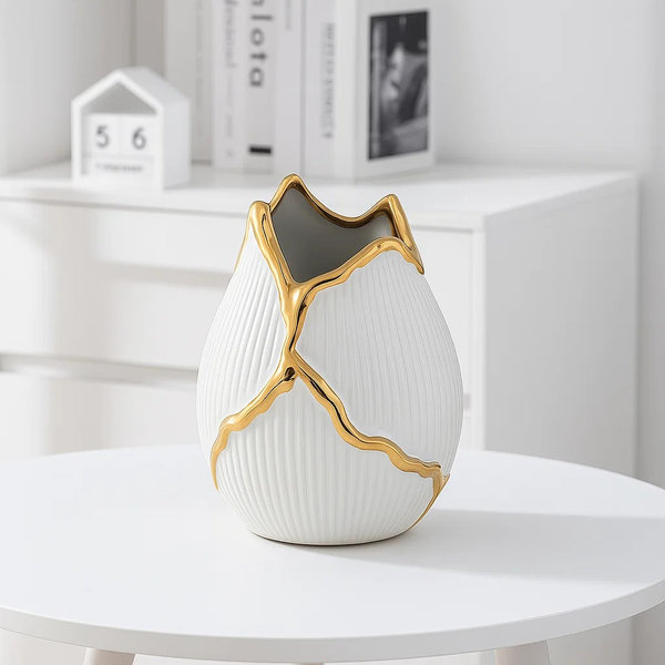 فازة لوتس ابيض وذهبى ك [ عبوة 16 ]