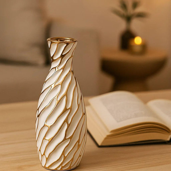 فازة مموج ابيض فى جولد [ عبوة 30 ]