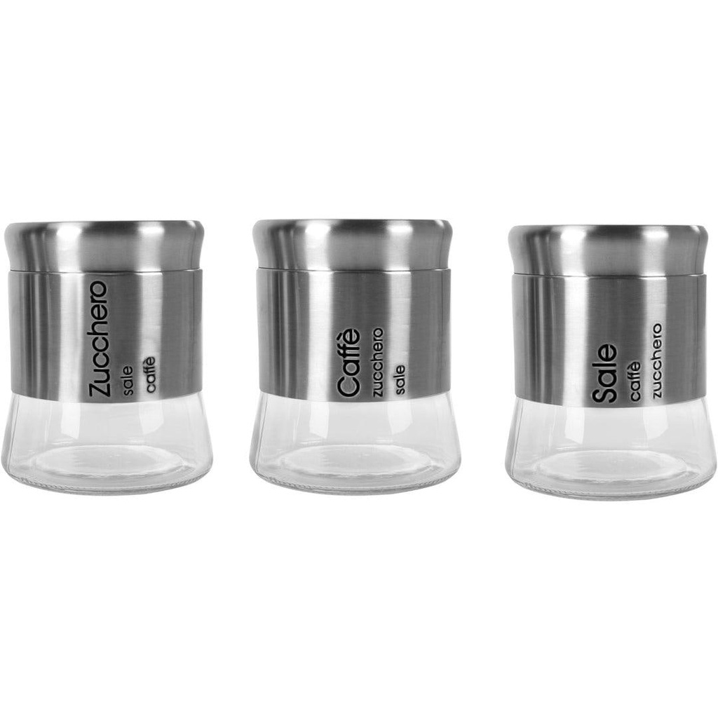 طقم توابل زجاج 3 قطع فضي*18