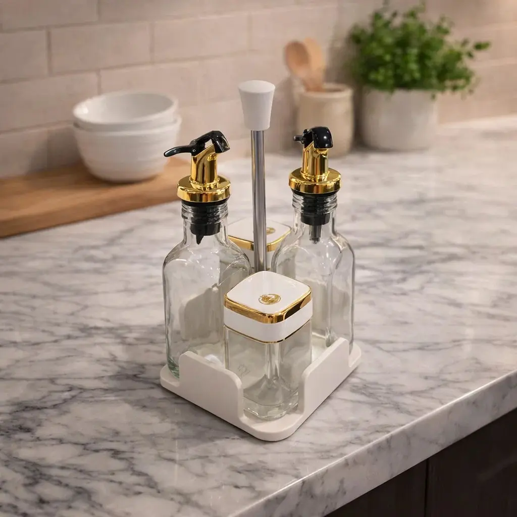 2ملاحه و2 خل وزيت زجاج ابيض*4