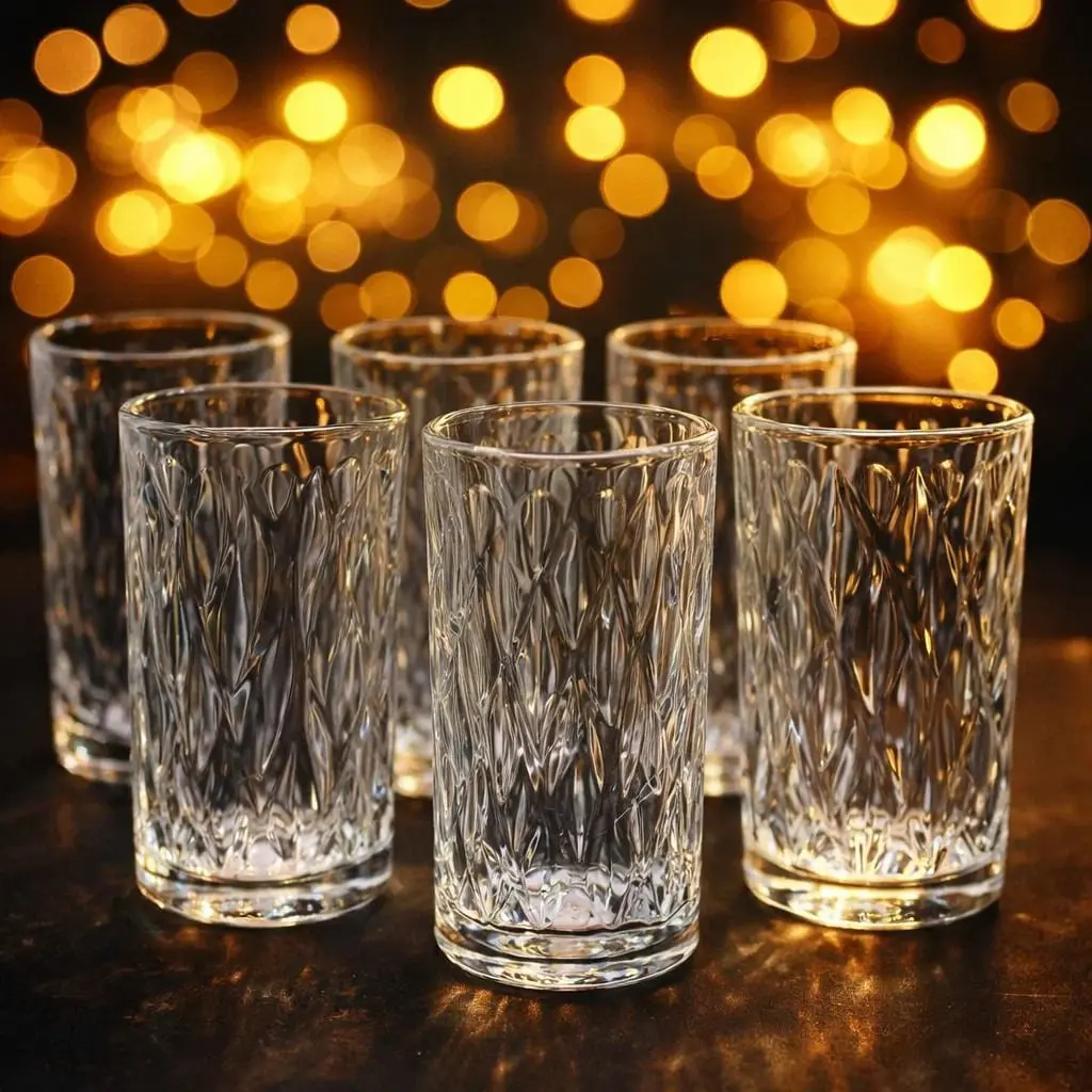 طقم 6 اكواب كرستال طويل موجه[عبوه 8]