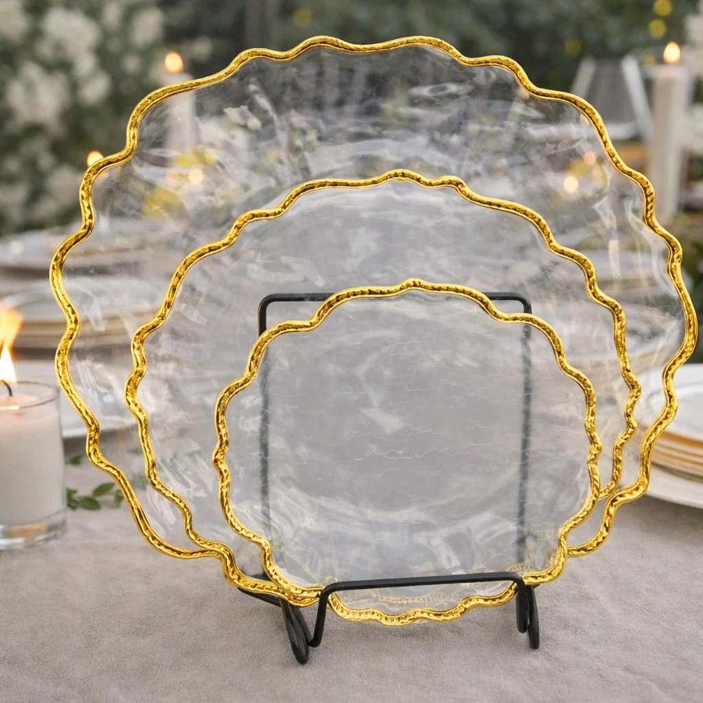 طقم طبق 3*1 حرف ذهبي ( عبوه 12 )