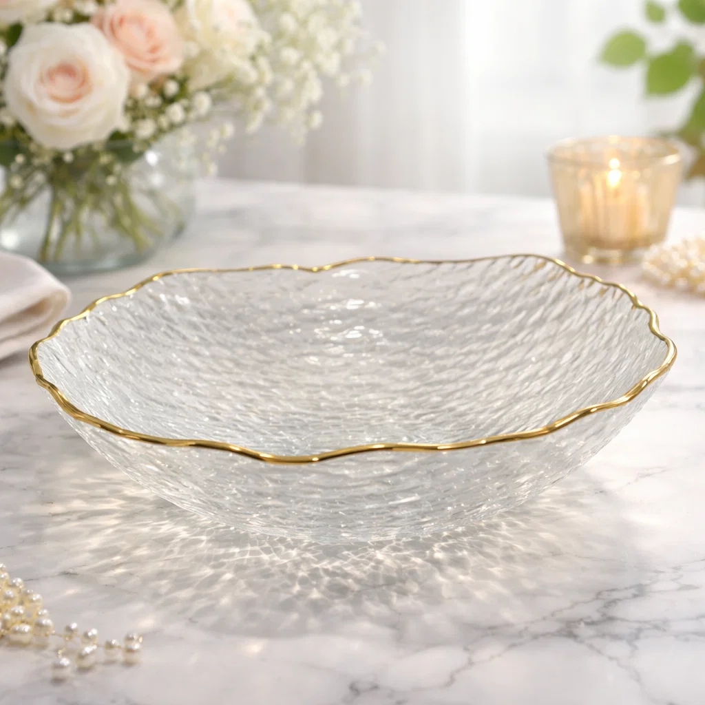 طبق مضلع حرف ذهبي ( عبوه 12 )