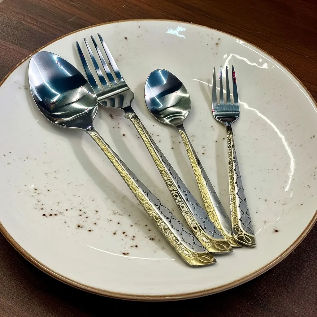 طقم معالق و شوك مزهب * 100