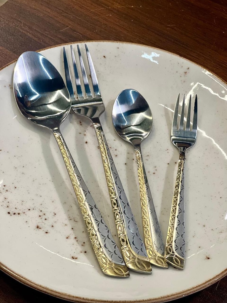 طقم معالق و شوك مزهب * 100