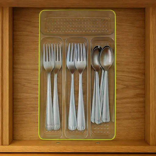 [XX-1057] منظم ادراج جولد شفاف 4 بارتشن [عبوه 48]