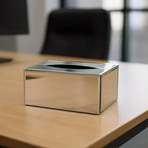 [G-377] علبة مناديل مرايه فضي *24