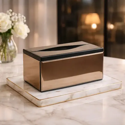 [G-379] علبة مناديل مرايه ذهبي* 24