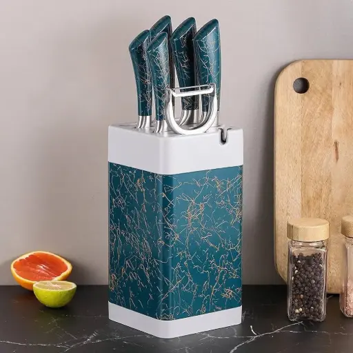 [H-603] طقم سكاكين 5 و مقشره الوان [عبوه 12]