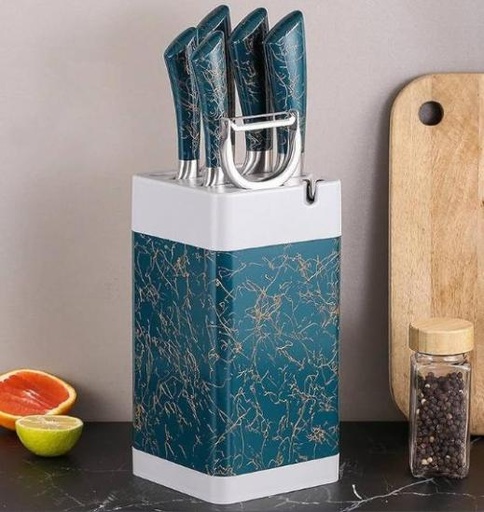 [H-603] طقم سكاكين 5 و مقشره الوان [عبوه 12]