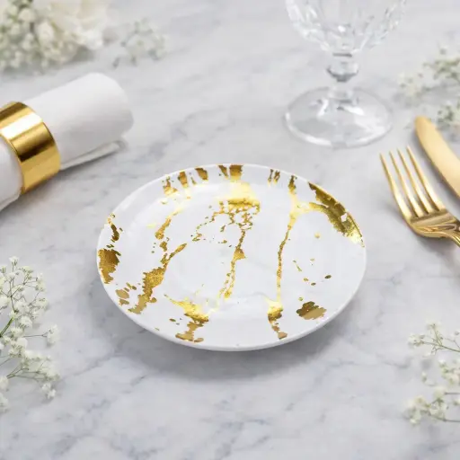 [XX-1347-1] طقم10 اطباق جولد صغير 19 سم  [عبوه 50]