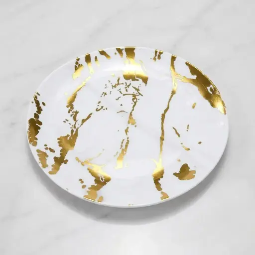 [XX-1348-1] طقم10 اطباق جولد وسط 23 سم  [50عبوه 