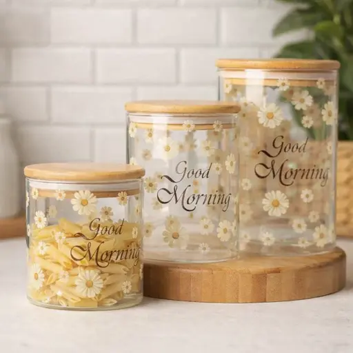 [QQ-605-1] برطمان 3 زجاج مدور  1-1.2-1.5 لتر GM [ عبوة 16]