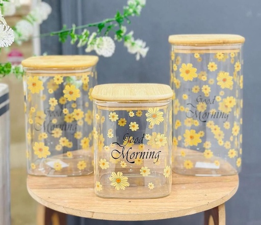 [QQ-606-1] برطمان 3 زجاج مدور  2-1.2-1.5 لتر GM [ عبوة 16]