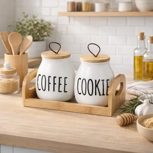 [QQ-658] توابل بورسلين بومبيه 2 بتريه خشب وسط [ عبوة 18]