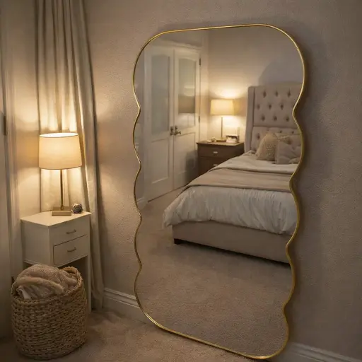 [X-296] مرايا 40*80 سم ذهبي ضد الكسر موجه X-296 [عبوه 16]