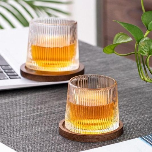 [GG-495] كوب زجاج دوار بالكوستر*48