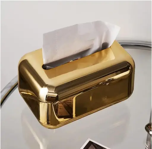 [G-564] علبة مناديل ذهبي [عبوة 50 ]