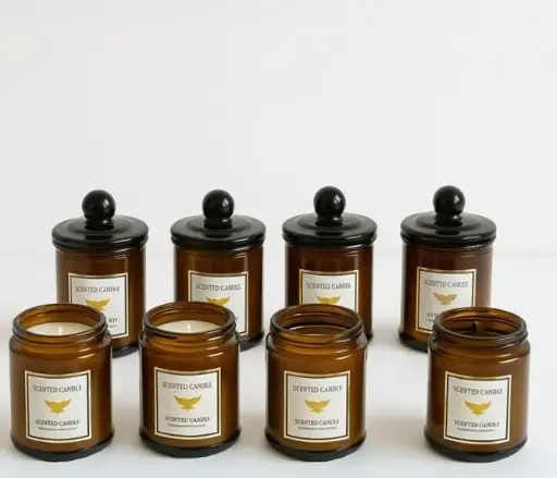 [M-176] شمع برطمان عسلي كبير * 72