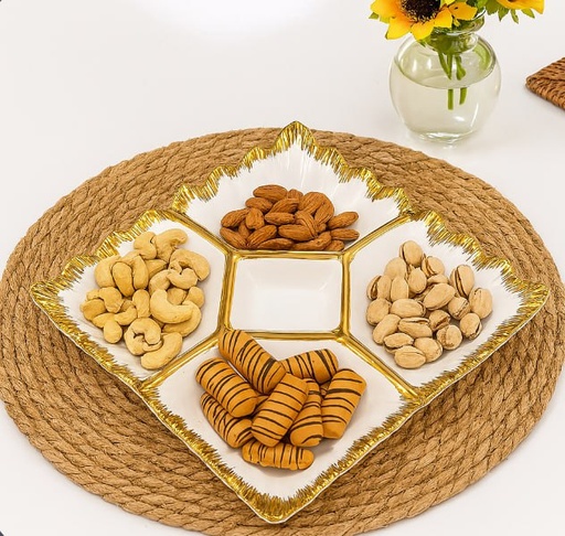 [TT-816] طبق بورسلين مقسم 12.5 بوصه (32 سم) [ عبوة 16 ]