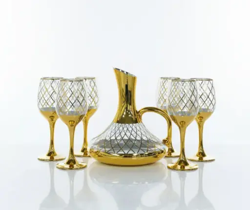 [GG-1823] دورق زجاج مع طقم 6 كاسات [ عبوة 8 ]