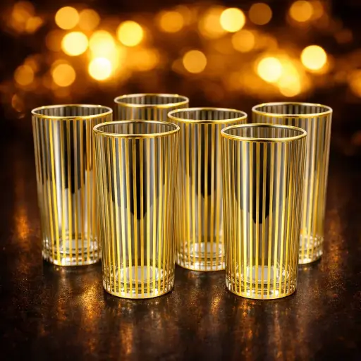 [GG-1725] طقم 6 شوب زجاج مذهب [ عبوة 12 ]