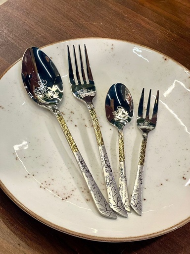 [SS-96] طقم معالق و شوك استانلس على مغناطيس ليزر * 100