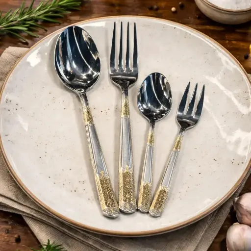 [SS-97] طقم معالق و شوك ستانلس على مغناطيس موجه * 100