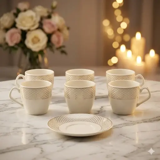 [TT-1397Q] طقم قهوه 6 ق بورسلين ( عبوة 20)