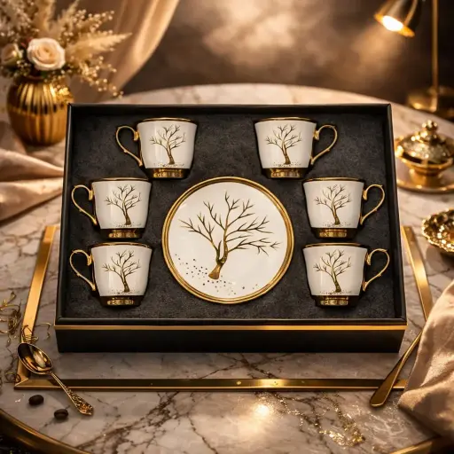 [TT-1397A] طقم قهوه 6 ق بورسلين ( عبوة 20)