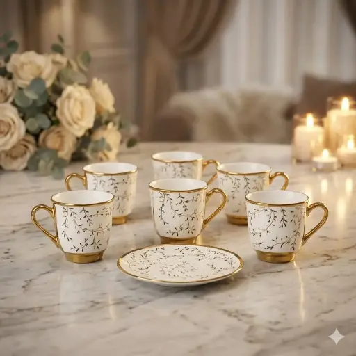 [TT-1397C] طقم قهوه 6 ق بورسلين ( عبوة 20)