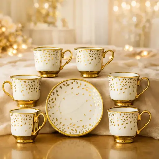 [TT-1397E] طقم قهوه 6 ق بورسلين ( عبوة 20)