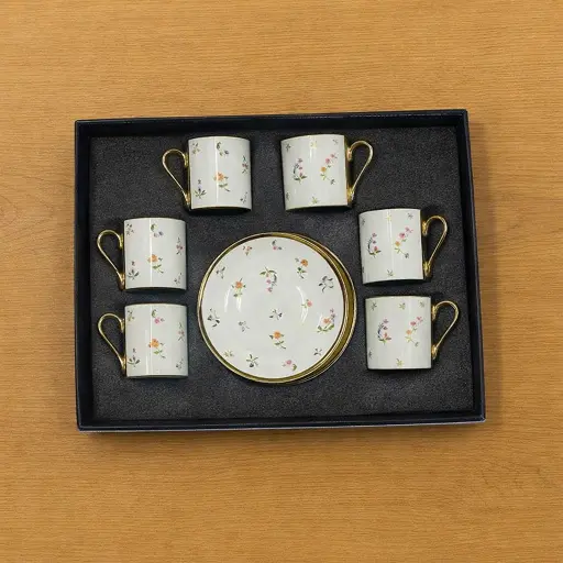 [TT-1397N] طقم قهوه 6 ق بورسلين ( عبوة 20)