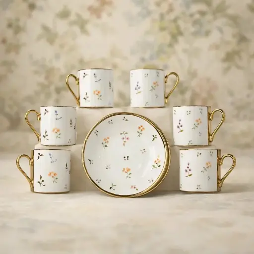 [TT-1397N] طقم قهوه 6 ق بورسلين ( عبوة 20)