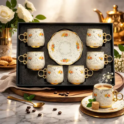 [TT-1397J] طقم قهوه 6 ق بورسلين ( عبوة 20)